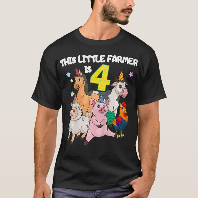 Barn Farm 4 år gammal födelsedagstorgeltraktor T Shirt (Framsida)