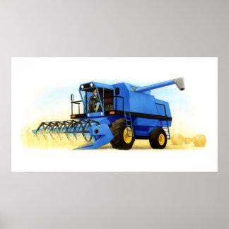 Barn Farm and Farming - Combine Harvester Poster