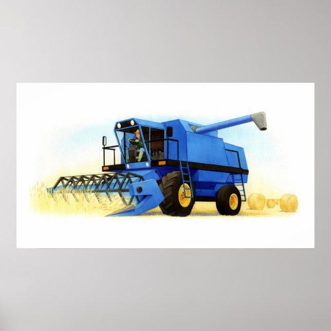 Barn Farm and Farming - Combine Harvester Poster (Framsidan)