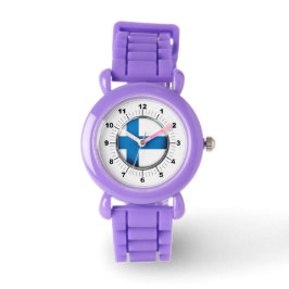 Barn Finland Flagga Red Glitter Strap Watch Armbandsur