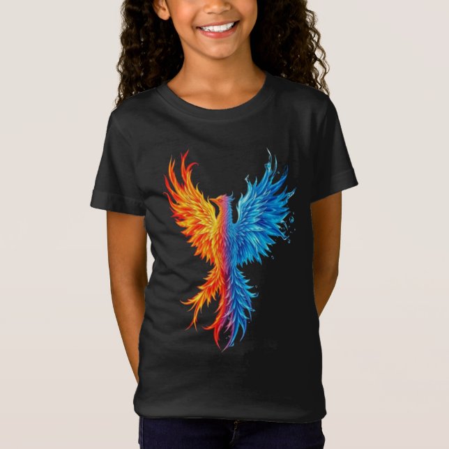 Barn "Fire and Ice" Phoenix Rising Grafik T Shirt (Framsida)