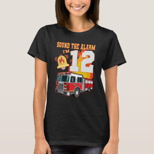 Barn Fire lastbil 12:e Birthday Boy 12 Firemans Bi T Shirt