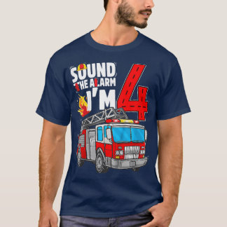 Barn Fire Lastbil 4e födelsedagen Boy Firefighter T Shirt