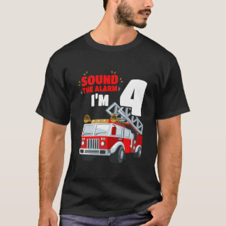 Barn Fire Lastbil 4e födelsedagen Shirt 4 år gamma T Shirt