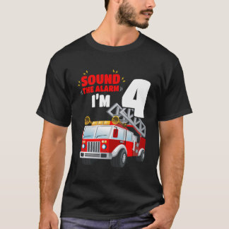 Barn Fire Lastbil 4e födelsedagen Shirt 4 år gamma T Shirt