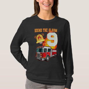 Barn Fire Lastbil 9:e födelsedagstjocken Brandfigh T Shirt
