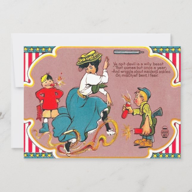 Barn Fireworks Skojjar kvinna Inbjudningar (Framsida)