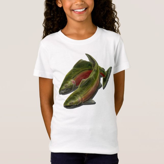 Barn Fishing Shirts Coho Salmon Barn T-shirts (Framsida)