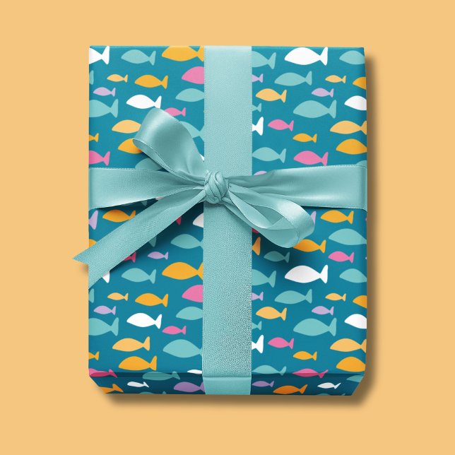 Barn fisk mönster presentpapper (Kids fish wrapping paper perfect for birthdays, baby showers and new baby.)