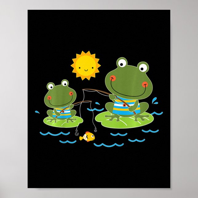 Barn fiskar grodor söt fiskare  poster (Framsidan)