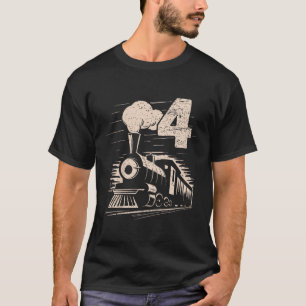 Barn - fjällande Vintage 4:e Tåg-födelsedagstjejen T Shirt