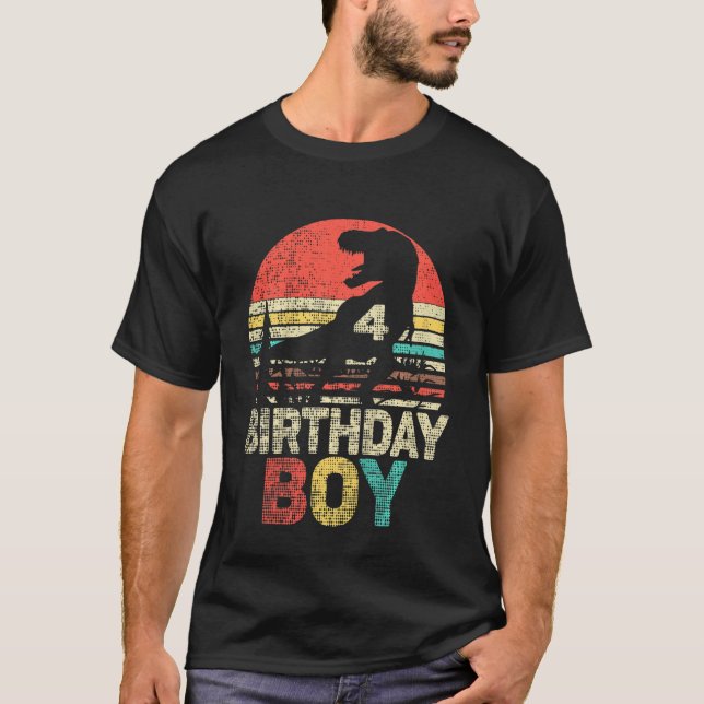 Barn Fjärde födelsedag 4 år gamla Rex 4e födelseda T Shirt (Framsida)