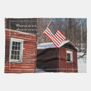 Barn Flagga Patriotic Reminders Kökshandduk