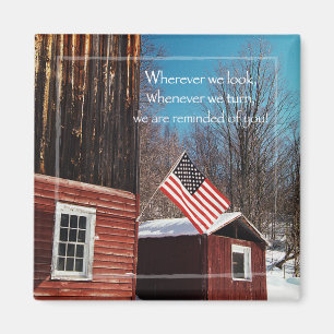 Barn Flagga Patriotic Reminders Magnet