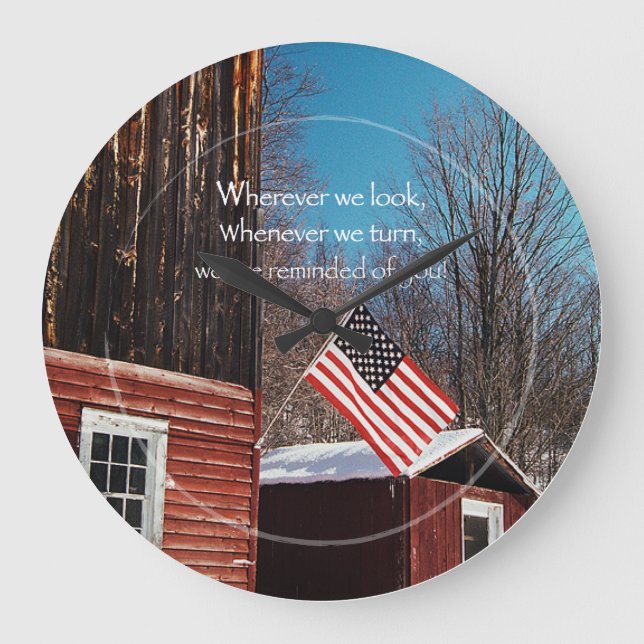Barn Flagga Patriotic Reminders Stor Klocka (Framsida)
