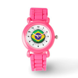 Barn Flagga Rosa Glitter Strap Watch Armbandsur