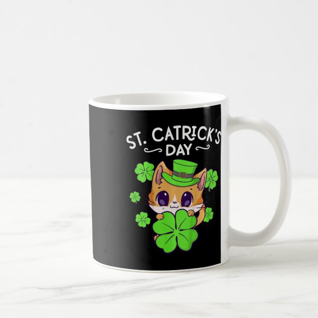 Barn Flickor St Patricks Day Katt Glad St Catricks Kaffemugg (Höger)