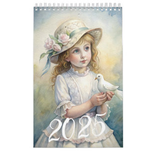 Barn flickor Vintage Påsk Dove 2025 Kalender