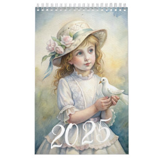 Barn flickor Vintage Påsk Dove 2025 Kalender