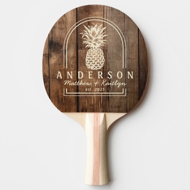 Barn Floor Boards Pineapple Wedding Arch&Name Pingisracket (Framsidan)