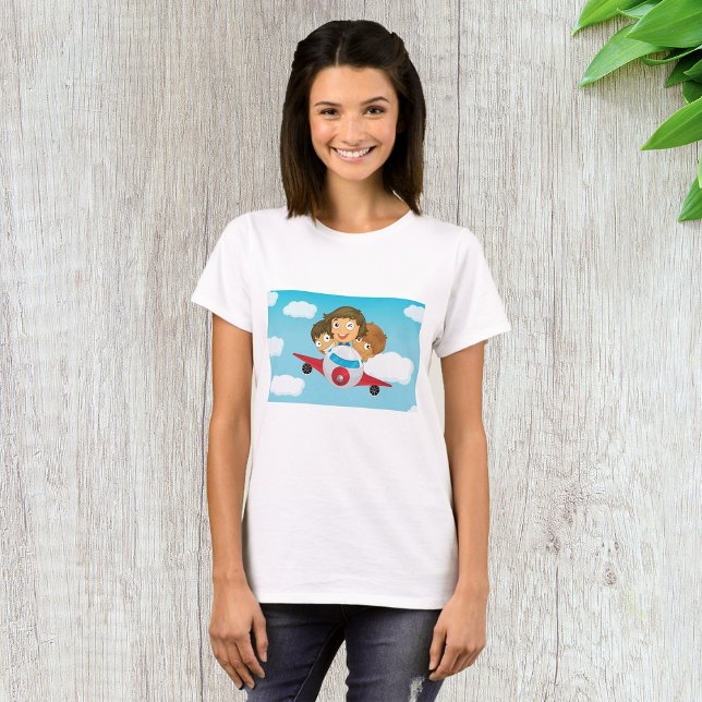 Barn Flyger Flygplans Tecknad Rolig Luftfart T Shirt (Skapare uppladdad)