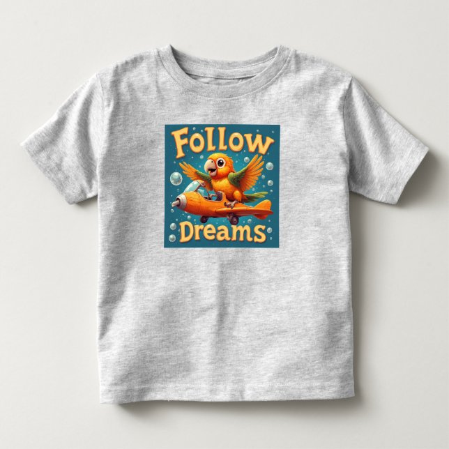 🦜 Barn Flygplan Fågel Present Till Små Drömmare ✈ T Shirt (Framsida)