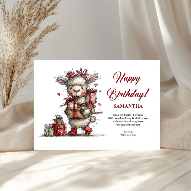 Barn Födelsedag Anpassat Namn Whimsical Djur (Kids Birthday Custom Name Whimsical Animals greeting card)