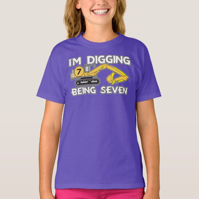 Barn födelsedag jag Gräver är sju T-Shirt (Framsida)