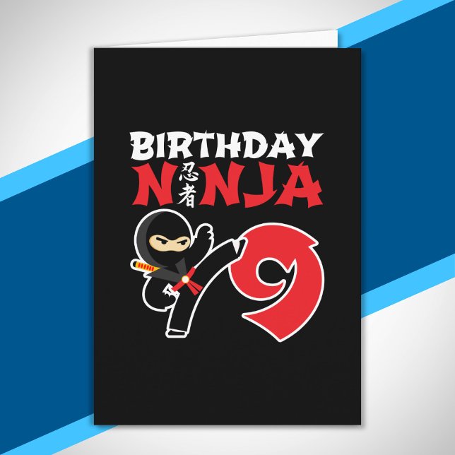 Barn Födelsedag Ninja - 9 Års Födelsedagstema Kort (Skapare uppladdad)