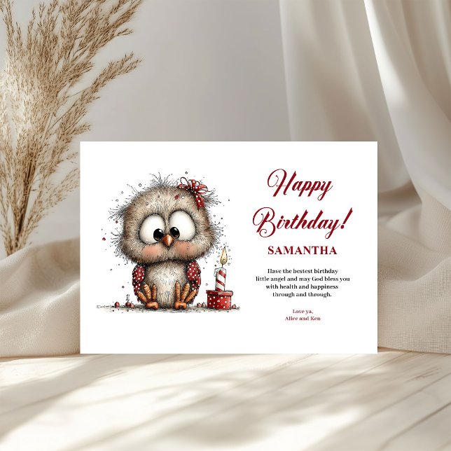 Barn Födelsedag Roliga Nyckfulla Djur Röd Svart (Kids Birthday Funny Whimsical Animals Red Black Fun greeting card)