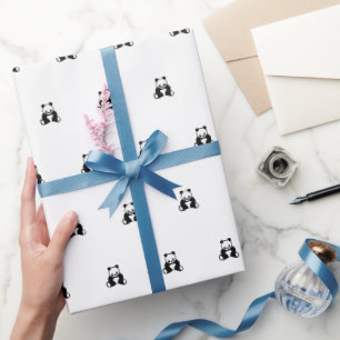 Barn födelsedag svart panda ren enkel presentpapper