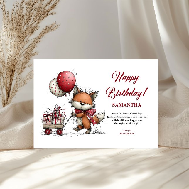 Barn Födelsedag Whimsical Djur Personliga barn (Kids Birthday Whimsical Animals Personalized kids greeting card)