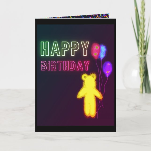 Barn Födelsedags Kort Lycka Till Björn Ballonger (Framsida)