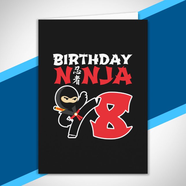 Barn Födelsedags Ninja - 8 Års Födelsedagstema Kort (Skapare uppladdad)