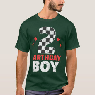 Barn Födelsedags Pojke 2 Två Racing Flagga 2:a Föd T Shirt