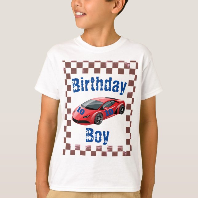 Barn Födelsedagsdag Racingbil Födelsedagsnummer T- T Shirt (Framsida)