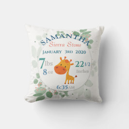 Barn föds statistik med giraff och kantiga blad kudde