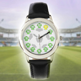 Barn Football Watch - med Grönt Hooped Shirts Armbandsur