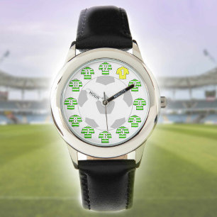 Barn Football Watch - med Grönt Hooped Shirts Armbandsur