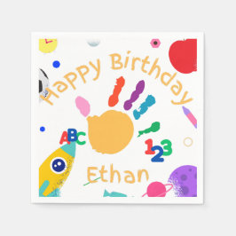 Barn för för Cute Personlig ABC-handfärg 123 HB Pappersservett