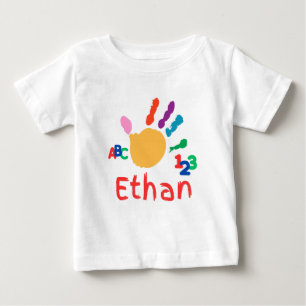 Barn för för Cute Personlig ABC-handfärg 123 T Shirt