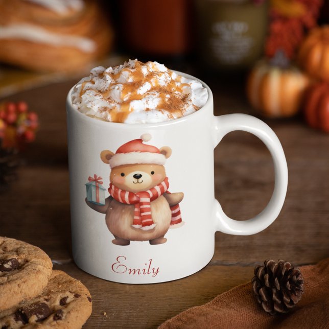 Barn för Personlig av julklapp Kaffemugg (Little Bear Christmas Personalized Kid's Mug)