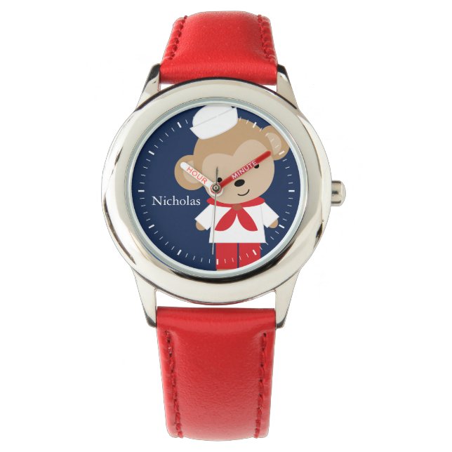 Barn för Personligen Sailor Monkey Armbandsur (Framsida)