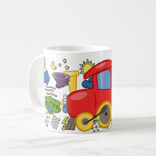 Barn för röda lokomotiva vädersymboler kaffemugg
