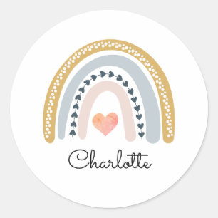 Barn för vattenfärgsregnbåge runt klistermärke