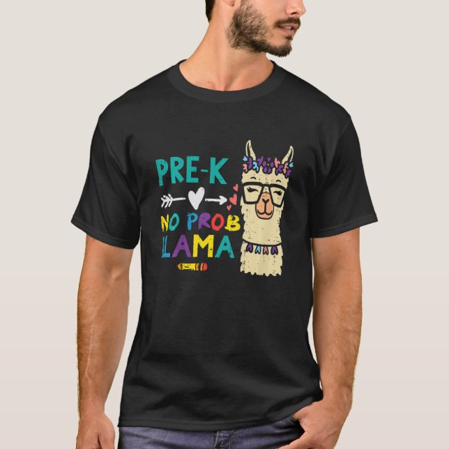 Barn före K utan Prob Llama Prek Första Day School T Shirt (Framsida)
