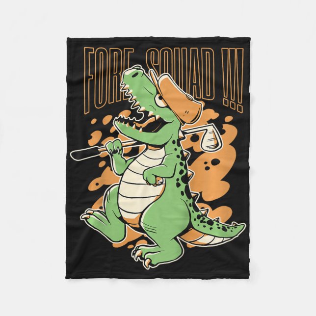 Barn Fore Squad T-rex Dinosaur Golf Spelare Grafis Fleecefilt (Framsidan)