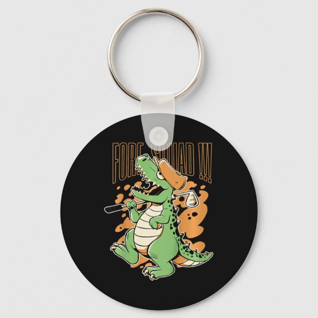 Barn Fore Squad T-Rex Dinosaur Golfspelare Grafisk Nyckelring (Framsida)