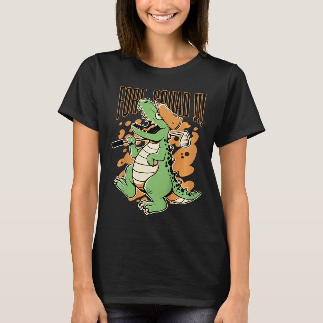 Barn Fore Squad T-Rex Dinosaur Golfspelare Grafisk T Shirt (Framsida)