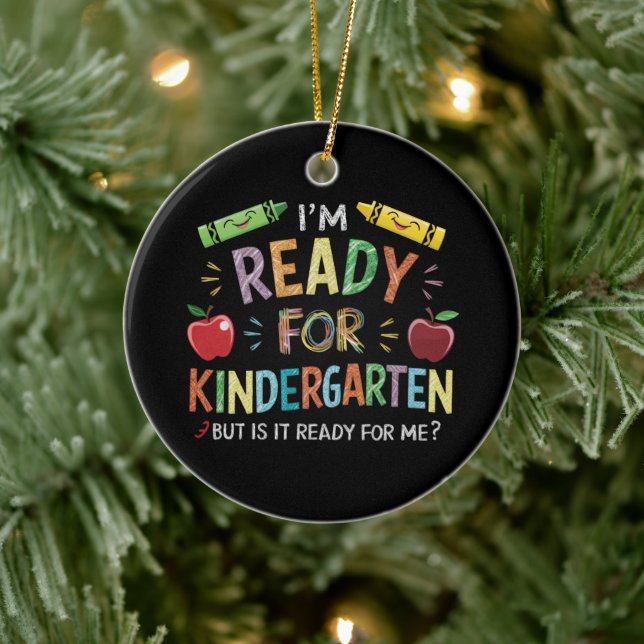 Barn första dagen i Kindergarten-Roligten tillbaka Julgransprydnad Keramik (Träd)